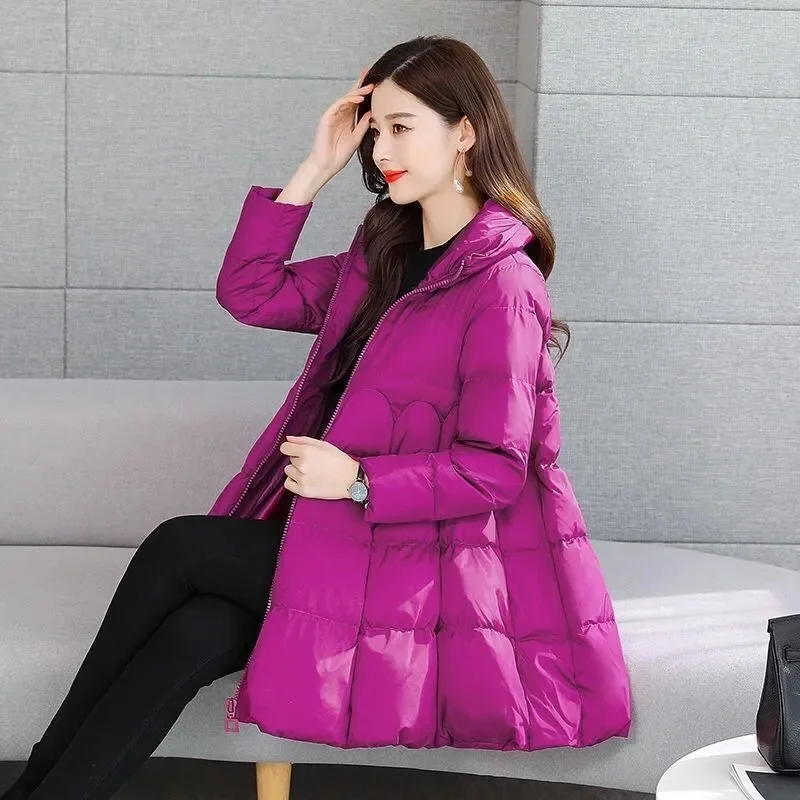 Women Winter Jacket New Korea Stand Collar Cloak Mid Long Cotton Padded Jacket Thicke Warm Parka Cotton Clothes Female Outerwear