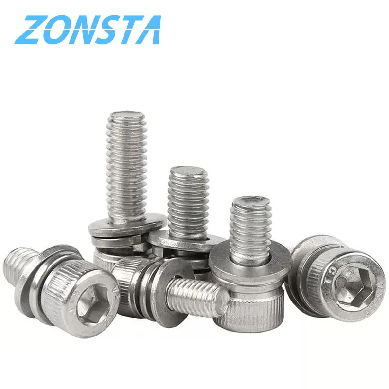 304 Edelstahl Sechs kant Innen sechs kant Kappe Kopf Sem Schraube Unter leg scheibe Feder dichtung Montages ch raube m2 m2, 5 m3 m4 m5 m6 m8 m10 m12 – Detail 5