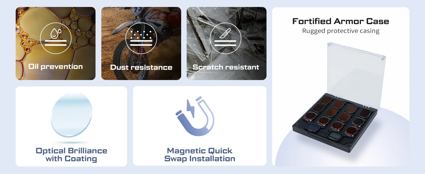 Freewell 14er-Pack Mega-Filter-Set, ND/PL, CPL, Mist 1/4, LPR-Filter für DJI Osmo Pocket 4 / 3 und Xtra Muse Kamera-Zubehör – Detail 4