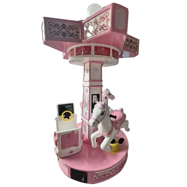 

#For 3 Players Kids Indoor Play Carousel Fiberglass Carousel Merry Go Round Mini Fairground Rides Small Carousel For Sale