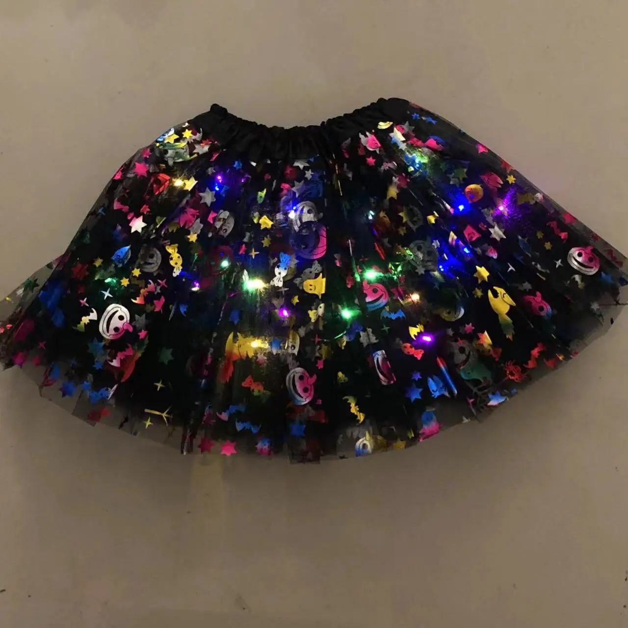 New LED Light Children's Yarn Skirt Halloween Spider Web Yarn Tutu Skirt Children's Skirt Princess Skirt Children's Ballet Skirt