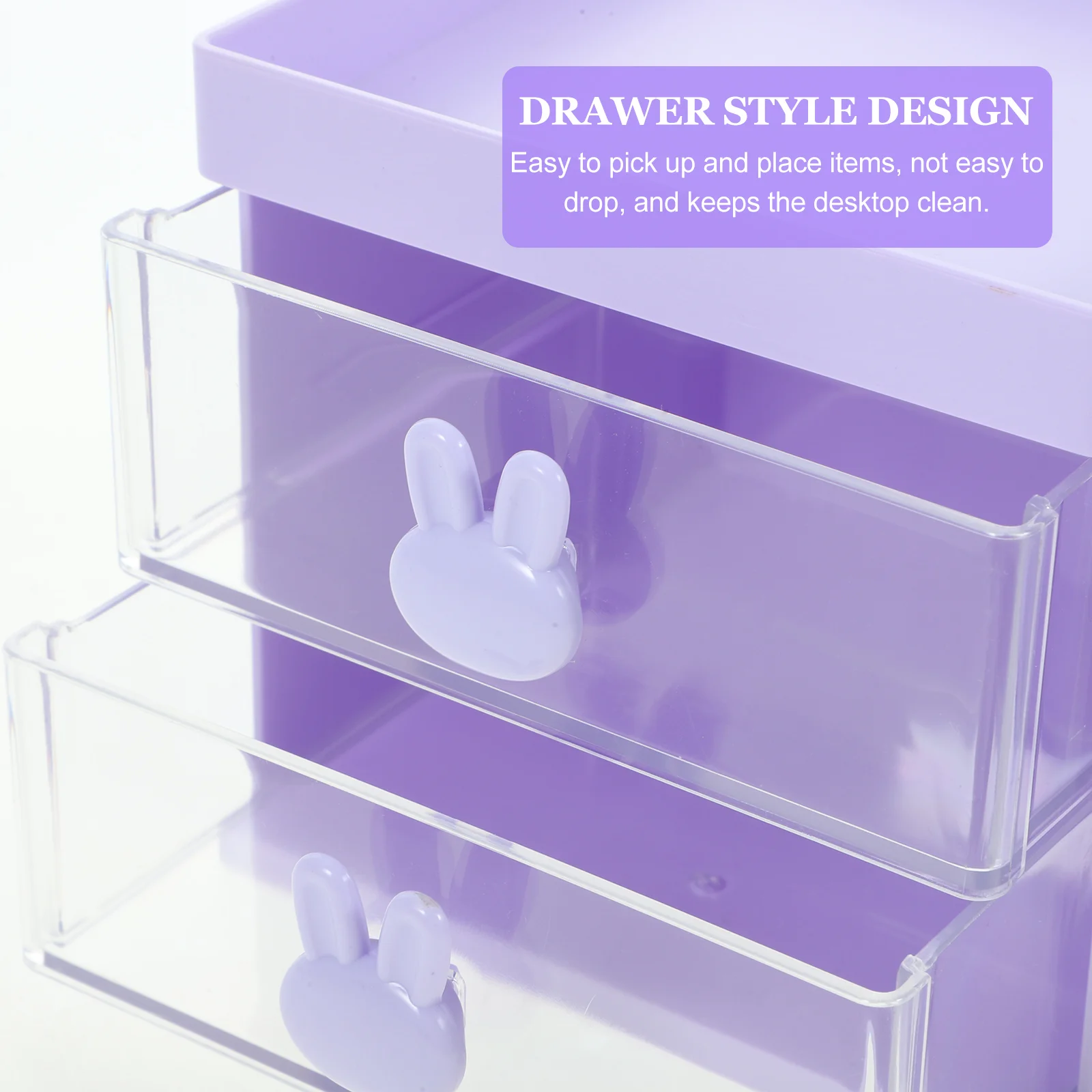Desktop Pen Holder Storage Box Drawer-type Office Stationery Cosmetics Multi-Function Organizing Rack (White) Organizer