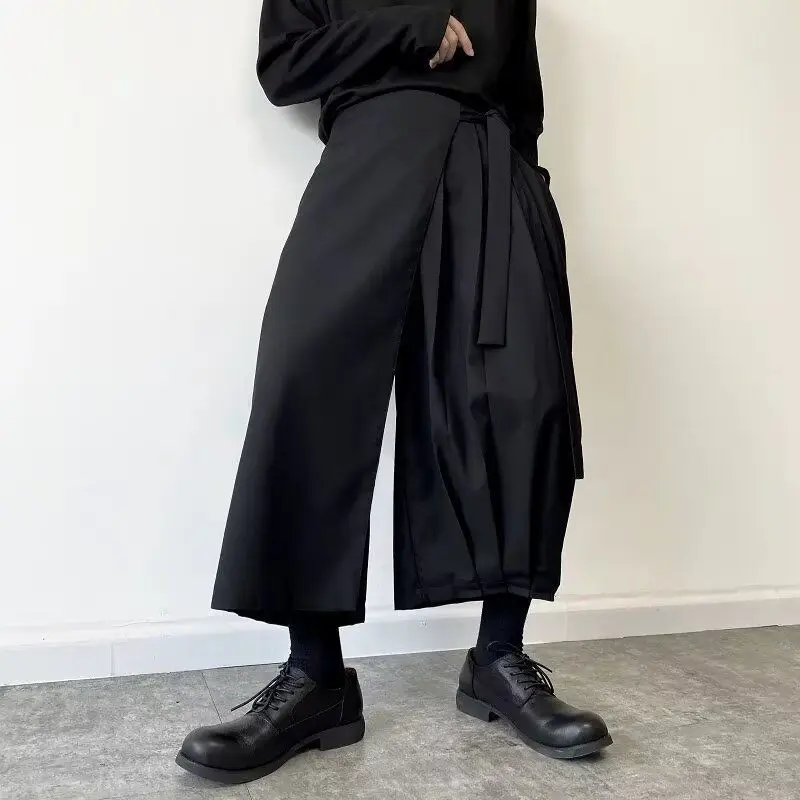 Autumn Japanese retro dark niche wide-leg fashionable men's culottes eight-point pants tooling casual pants hairstylist trend