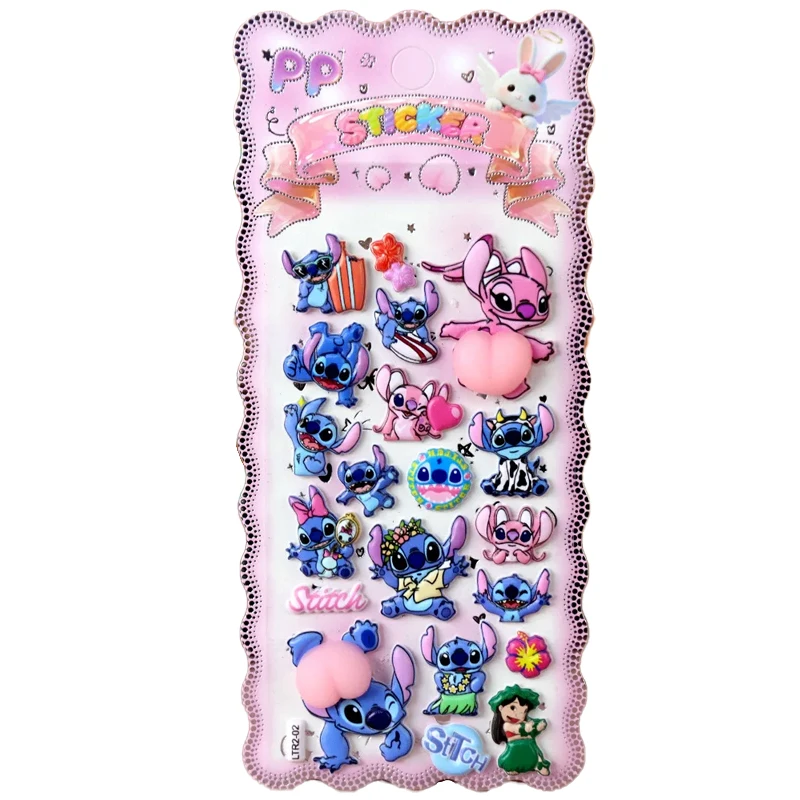 สติกเกอร์ 3 มิติแบบนูน-บับเบิ้ล นุ่ม ยืดหยุ่น รูปทรงก้น พร้อมลายการ์ตูนสติทช์และซานริโอ เหมาะสำหรับตกแต่งเคสมือถือเด็ก