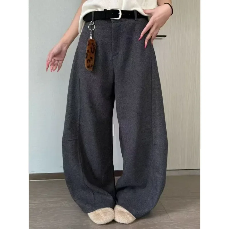Tinaa Fashuinable Scimitar Pants 2026 Woman Office Lady High Waist Solid Color Pockers Full-length Wide-leg Pants 193970