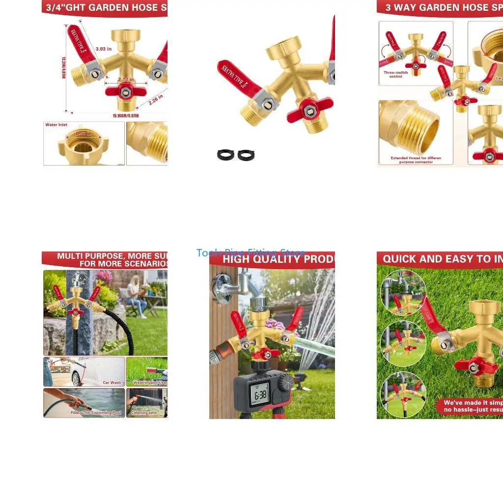 F92B Heavy Brass Multi Outlet Faucet Adapter Heavy Duty for Reliable Garden Use