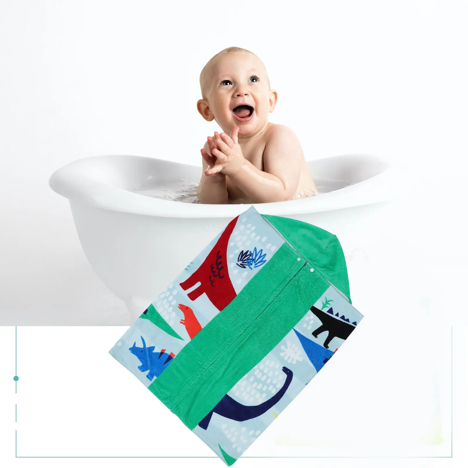 

Детское полотенце-пончо из премиального хлопка с капюшоном, быстросохнущее, для пляжа, с дизайном динозавров, для детей, большого размера