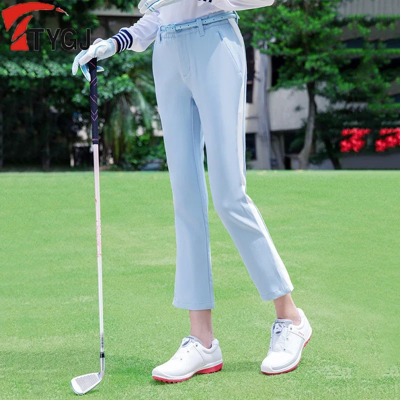 TTYGJ Women Golf Pants Ladies Elastic Golf Trousers Dry Fit Split Flared Trousers Slim Casual Sweatpants Breathable Bottoms