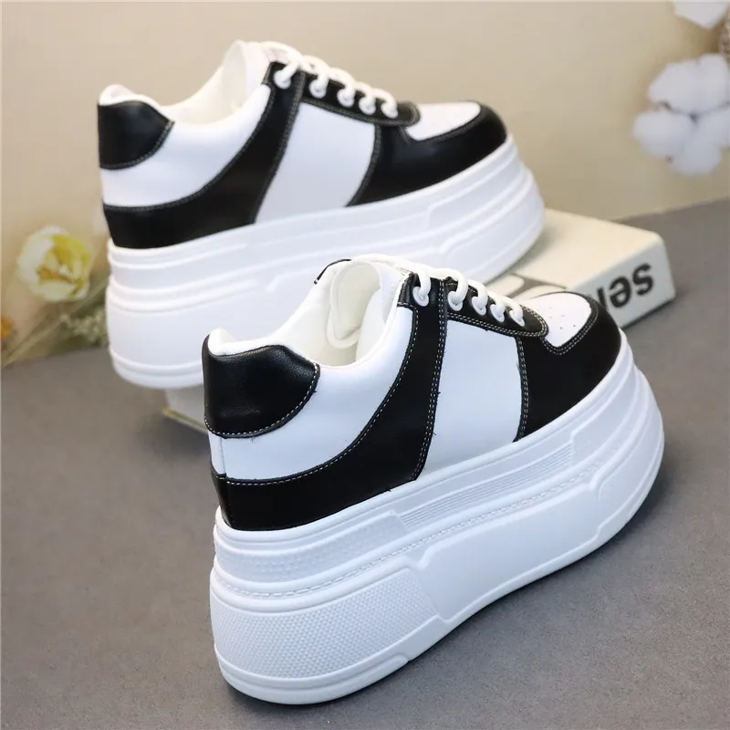 8CM 10CM Genuine Leather 12cm Summer Platform Women Casual Shoes Chunky Sneakers Running Walking shoes 34- 40