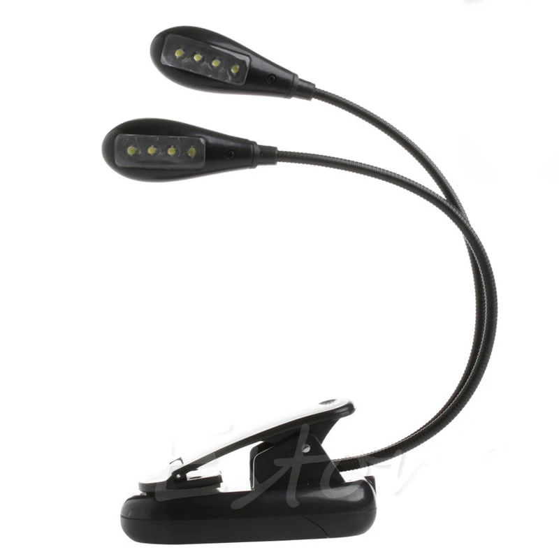ยืดหยุ่น2แขนคู่คลิป4 LED 8 LED Light โคมไฟสำหรับอ่านหนังสือแท็บเล็ตโคมไฟ Camping โคมไฟเดินป่าหลอดไฟจัดส่งฟรี