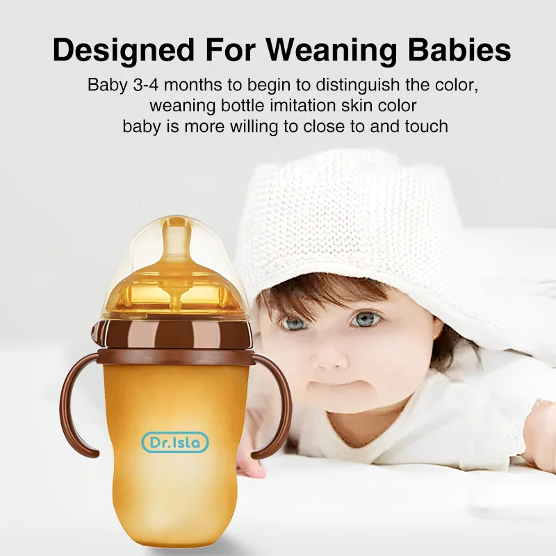 

2025 New 150/250ml Portable Babies Bottle Silicone Material High Temperature&Drop Resistant Anti Slip Handle 360° Drink Cup