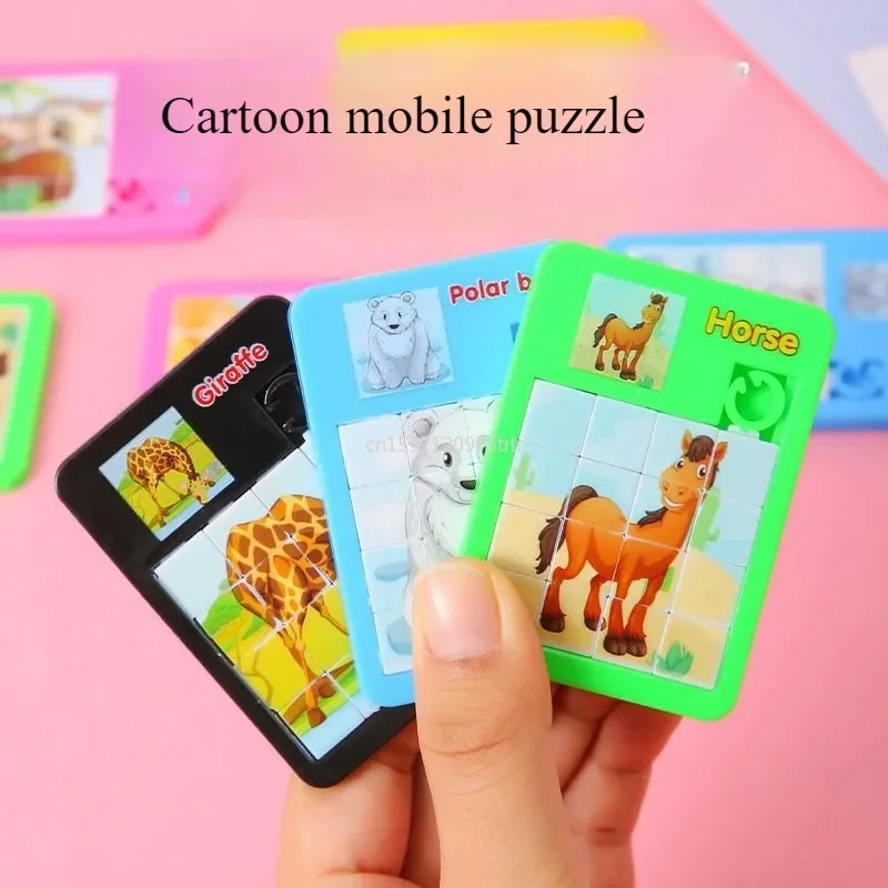 1/5/20PC Cartoon Dier Leren Glijpuzzels Montessori Educatief Kinderen Puzzel Games Hersenen Oefening Mini Speelgoed