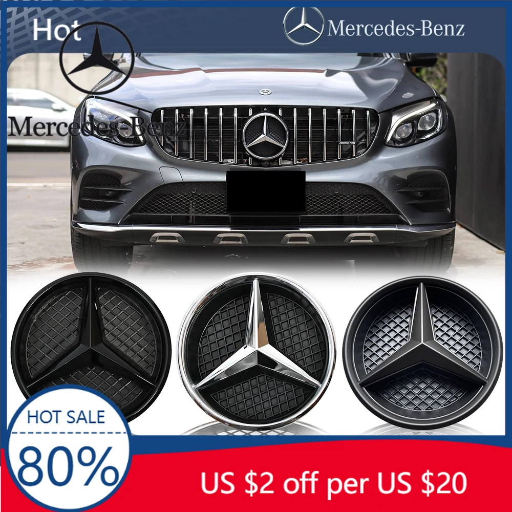 

Горячая наклейка на решетку автомобиля, эмблема 3D, значок на переднюю решетку, логотип для Mercedes Benz GLC X253 GLE W166 C292 GLS X166 16-19, матовый черный