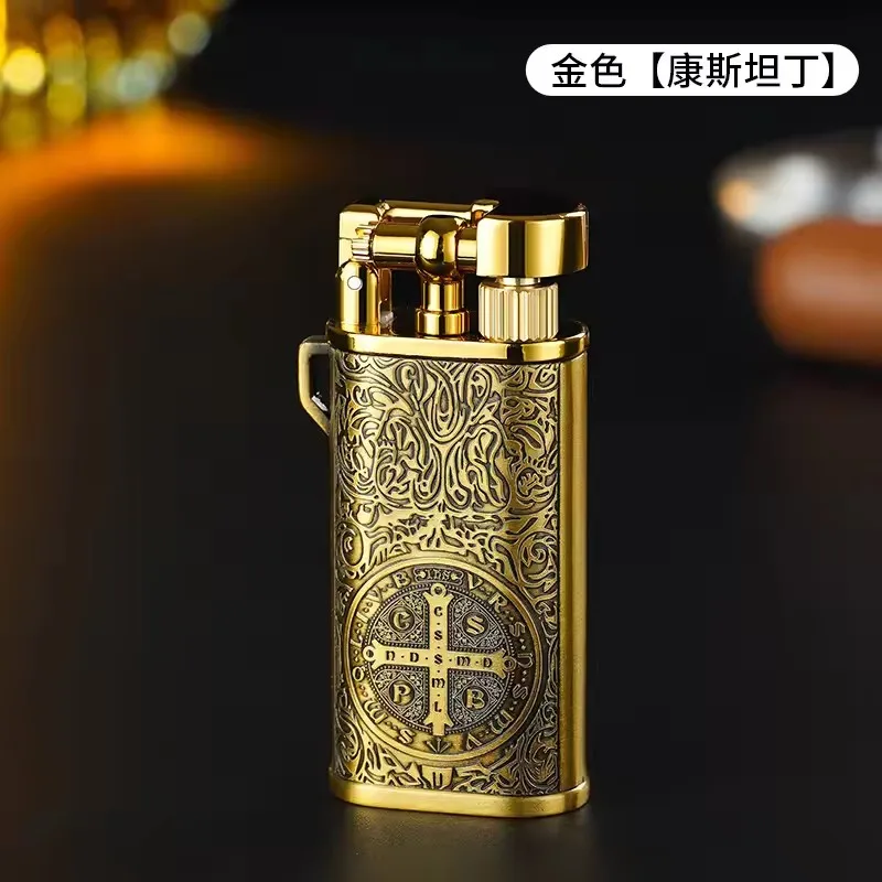 Retro Classic Grinding Wheel Gas Lighter Portable High-End Metal Body Personalized Creative Men's Gift Lighting Tool image 3