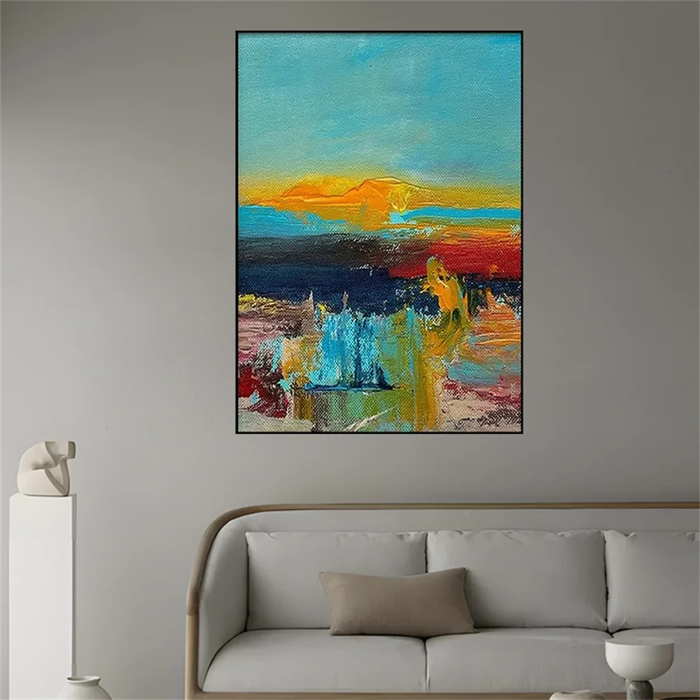 

100% Handmade Abstract Poster Decor Home Modern Live Deep Brilliant Green Wall Art Turquoise Pictures Oil Painting On Canvas