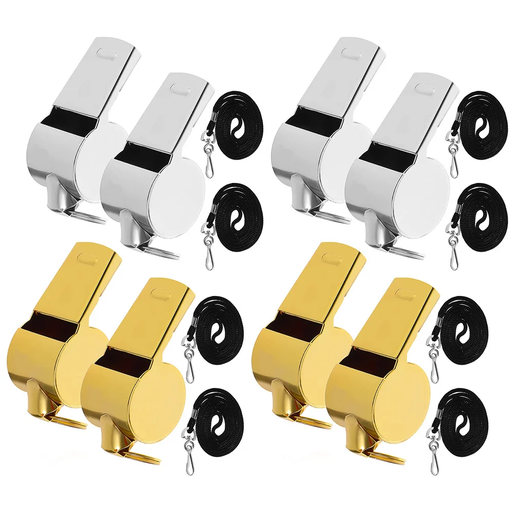 4 قطعة في الهواء الطلق صافرة معدنية بصوت عال بقاء صفارات السلامة التخييم التنزه الطوارئ المحمولة بصوت عال السفر الحكم الرياضة