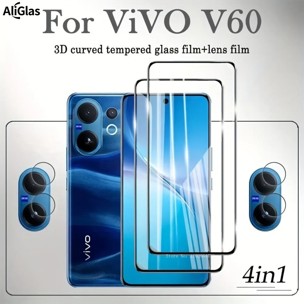 

4IN1 High Definition Screen Protector for Vivo V60 V50 e With 2pcs Tempered Glass+2pcs Camera Lens Featuring a Smooth Surface