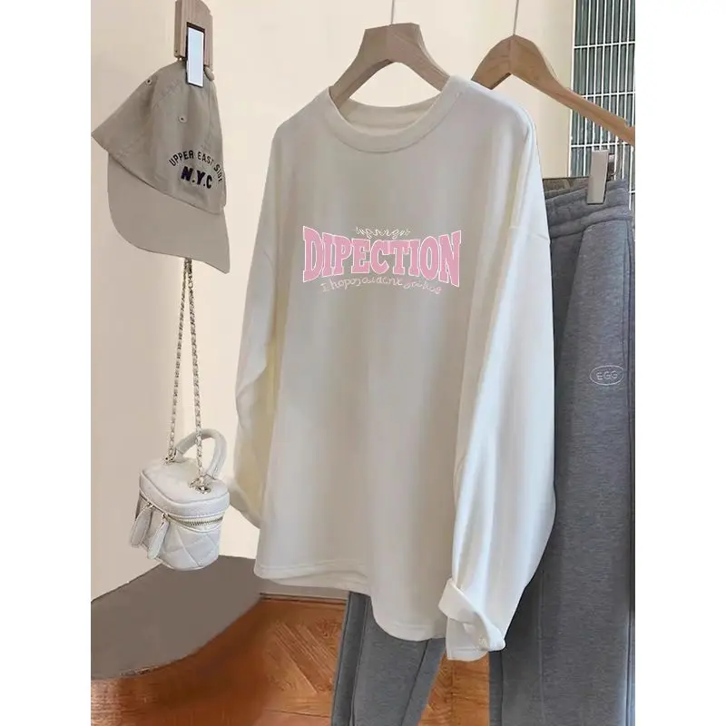 

Женская нижняя рубашка средней длины на осень и зиму, бархатная футболка с длинными рукавами и начесом, утолщенный свободный топ