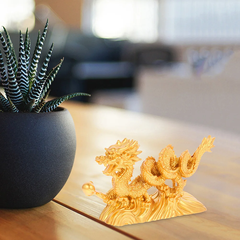 

Chinese Dragon Sculpture Resin Craft Ornament for Cabinet Desktop Home Office Restaurant Decor Lucky Wealth Design