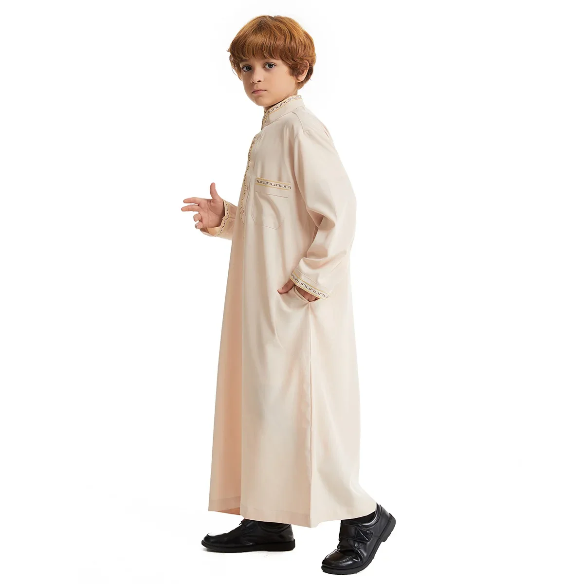 Muslim Boys Robe Gown Saudi Djellaba Pocket Arabia Abaya Kaftan Jubba Thobe Islam Eid Ramadan Djellaba Morocco Caftan Abayas