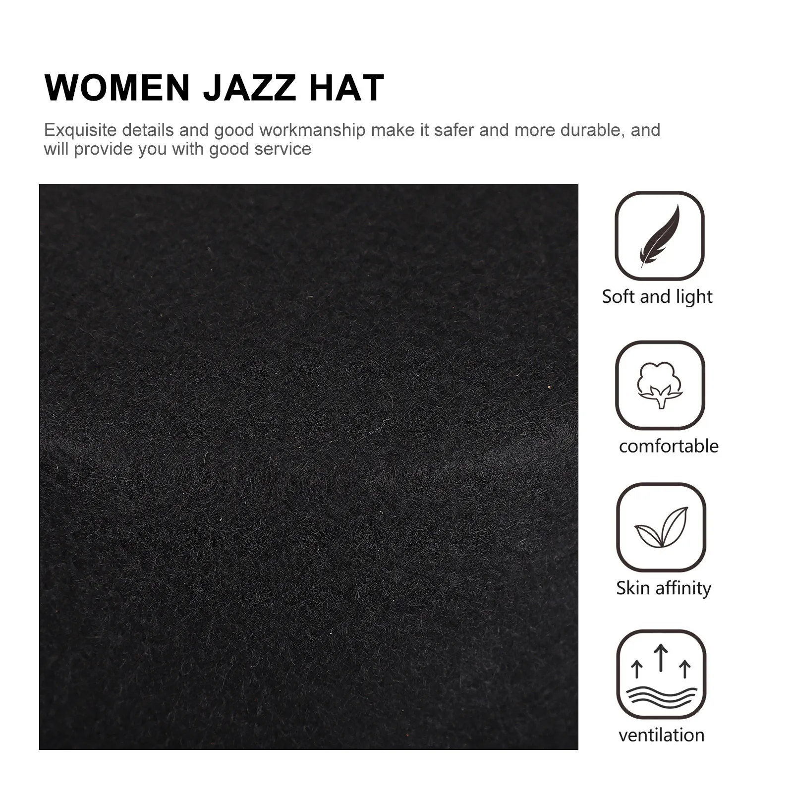 1Pcs Punk Jazz Hat Vintage Retro Black Flat-Edge Fabric Jazz Cap for Women Stylish British Style Cosplay Outdoor Play