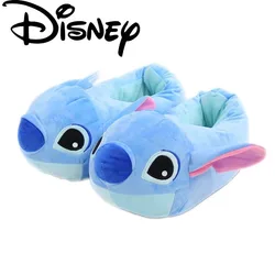 Disney Anime Lilo & Stitch Peripheral Cotton Slippers 26-28CM Plush Slippers 35-42 Size Home Thermal Heel Cotton Slippers