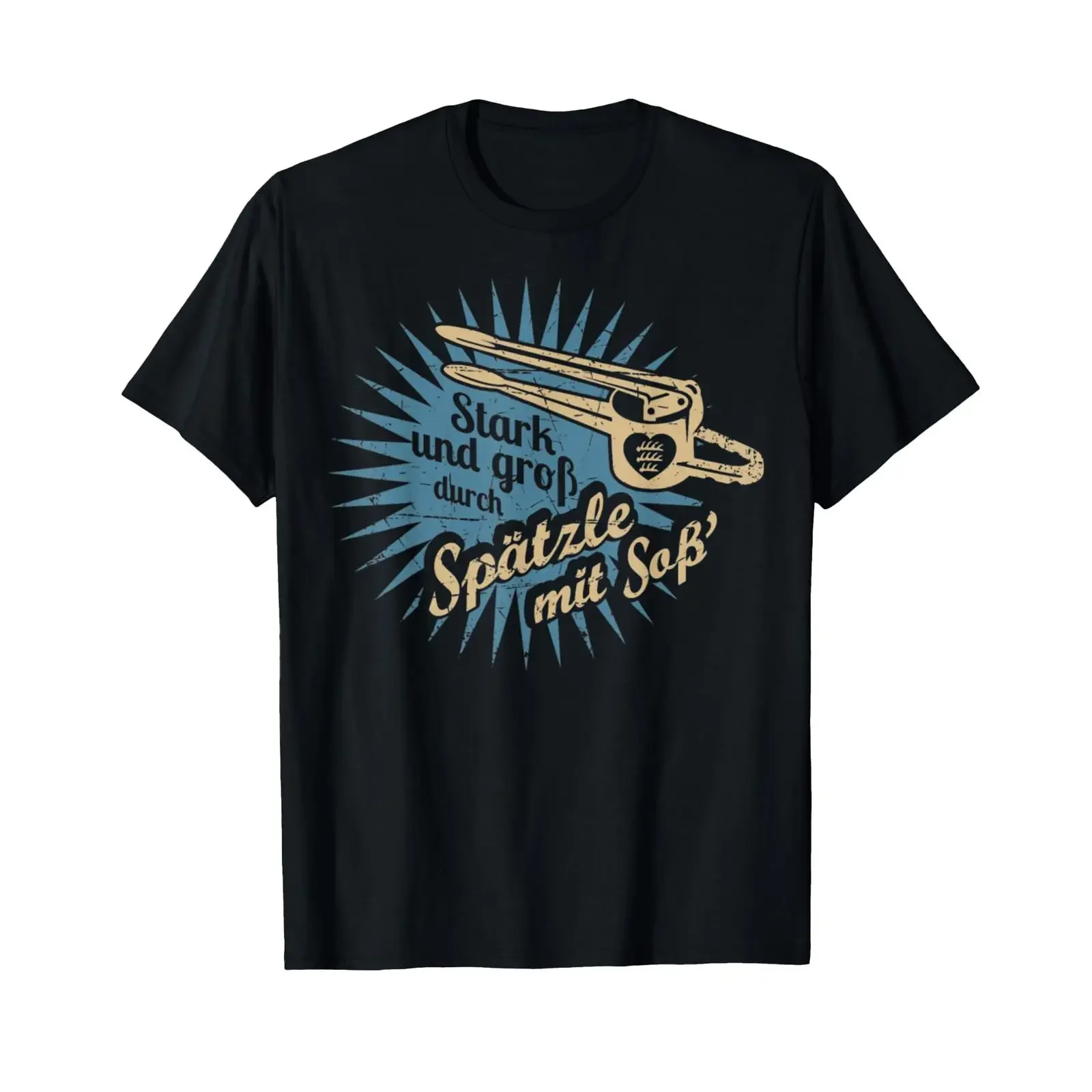 Camiseta vintage Stark Und Gross Durch Spaetzle Mit Soss, lavada, cómoda, de diseñador, para hombre, a la moda, ligeramente elástica