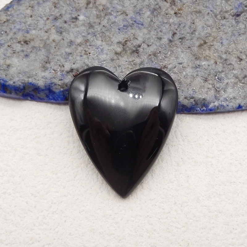 Cuenta colgante de corazón de obsidiana de piedra Natural, colgante de piedra semipreciosa para la fabricación de joyas, 27x23x6mm, 5g