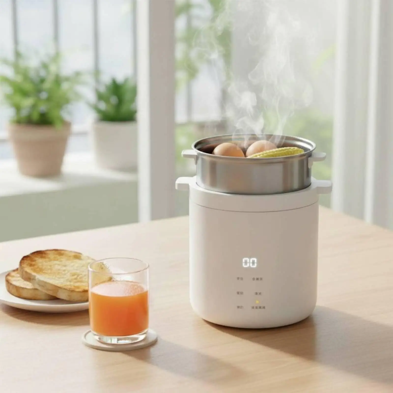 Single Serving Electric Cooker for Soup and Rice with Bottom Heating System Easy Clean Mini Pot