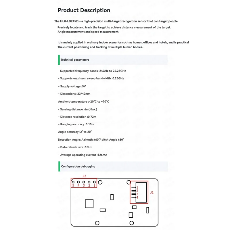 APPLIA-LD2452 Smart Home 24G Multi-Target Human Positioning And Tracking Radar Sensor Modul 6M Fernerkennung
