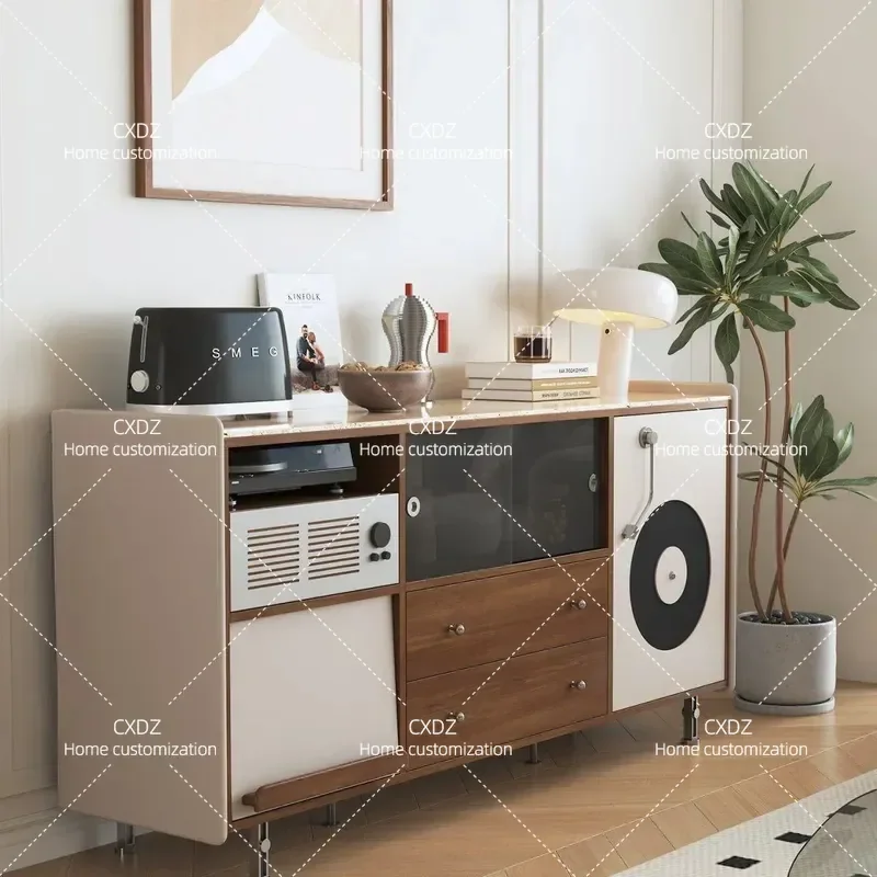 Retro Boxwood Bedside Cabinet with Drawers Low Storage Unit for Small Apartment Bedroom Antique Style Wall Side Table