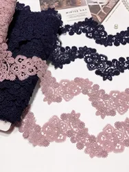 15Yards 5cm Width Shiny Pink Navy Blue Hollow Flower Venise Diy Venice Lace Clothing Accessories Of Various Garment,Bra.Skirt