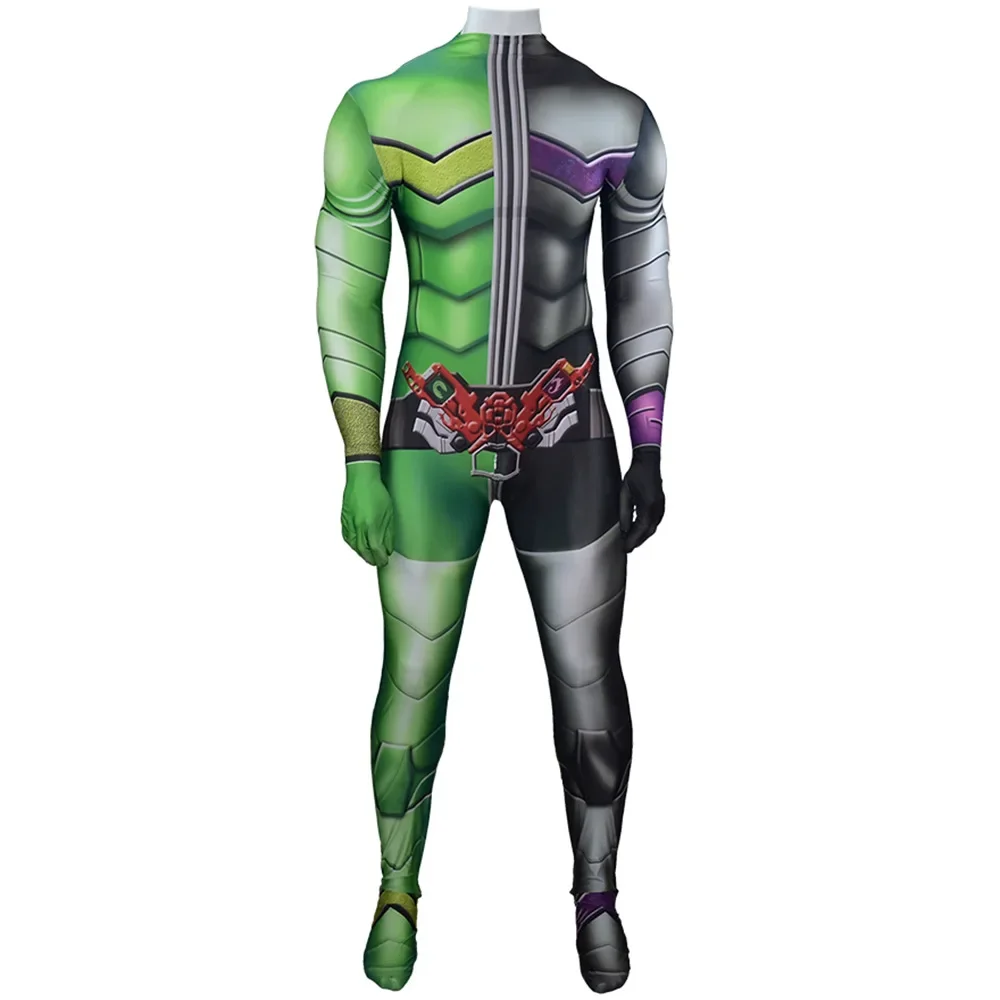 Japan TV Series Kamen Rider W Cosplay Costume Zentai Adults Kids Bodysuit Masked Rider Jumpsuit Halloween Party One-Piece Suit