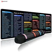 Alfombrilla de ratón EXCO español para atajos de oficina, alfombrilla grande extendida para teclado, alfombrilla de escritorio para juegos con borde cosido, goma antideslizante