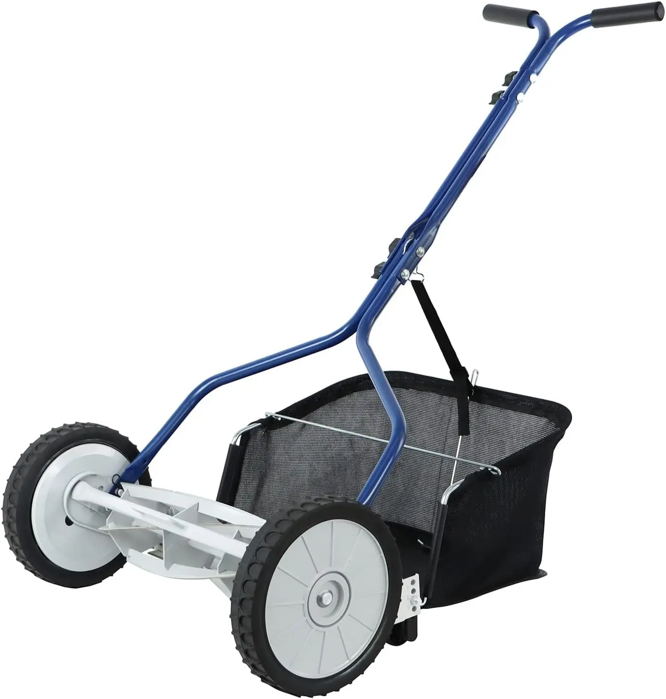 

18-Inch 5-Blade Push Reel Lawn Mower with Grass Catcher, Blue