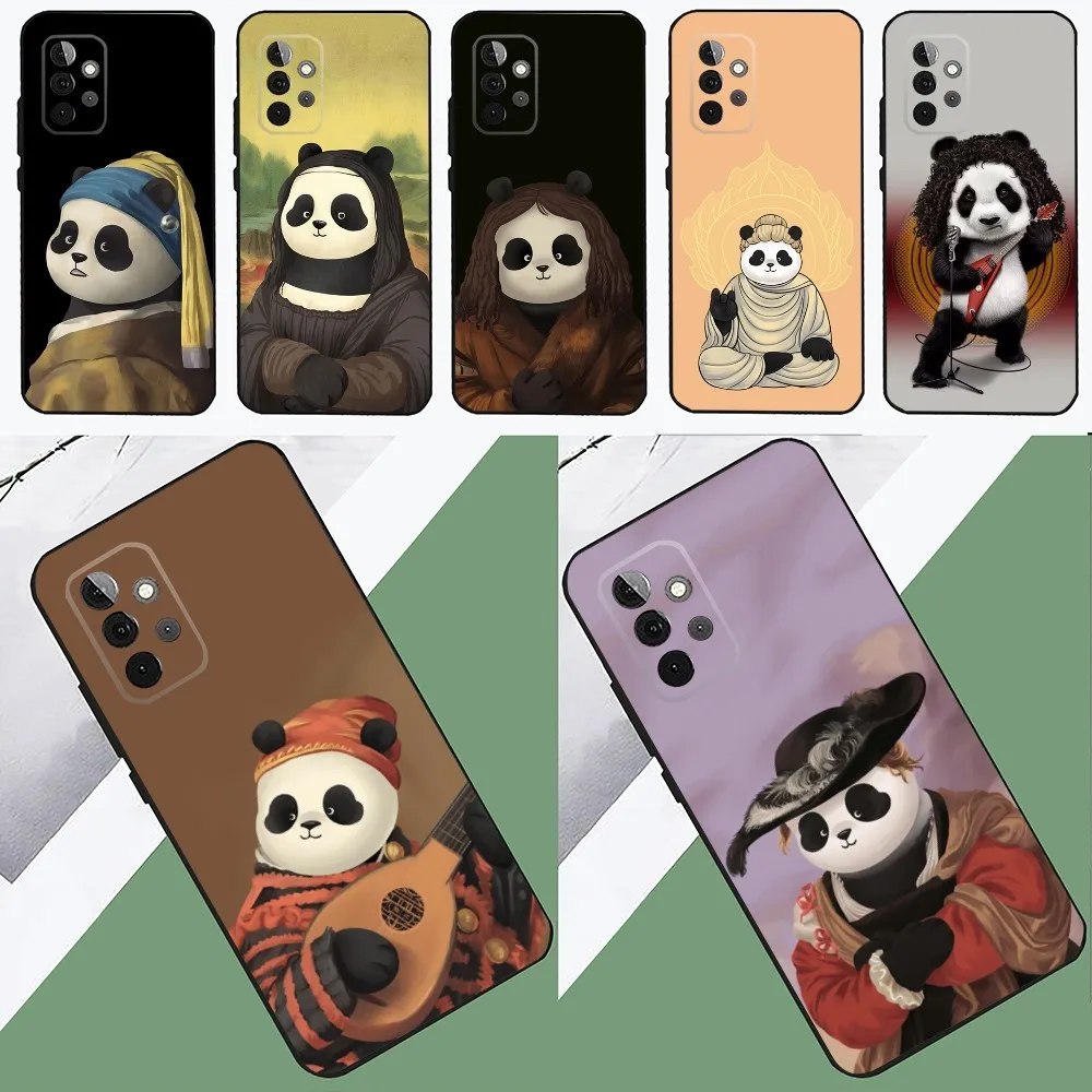 Fun Panda M-Mona Lisa Art  Phone Case For SamsungS24,23,22,21,S20 ,Pro10,S30Plus,S9,20lite Ultra Black Cover