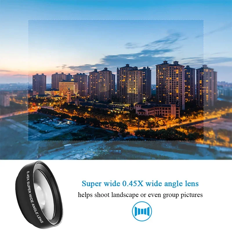 Daily Phone Camera Lens 0.45X Ultra Wide Angle + 12.5X Macro Lens Universal Clip-On Camera Lens For Most Smartphones