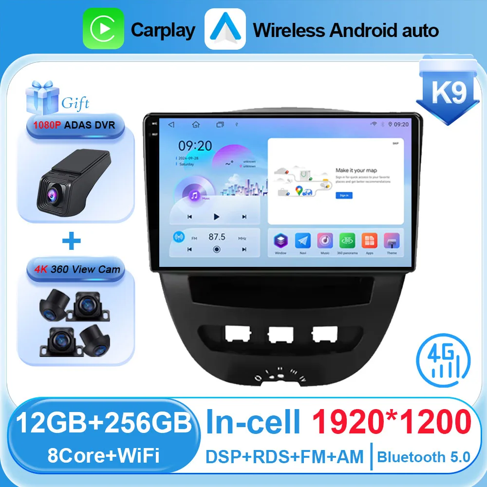 Auto Android 16 Voor Peugeot 107 Toyota Aygo Citroen C1 2005-2014 Auto Navigatie Speler Multimedia Auto Carplay 2Din DVD Stereo