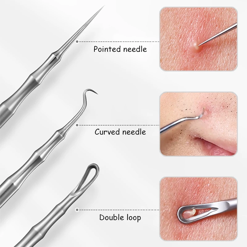 Blackhead Acne Remover Set Beauty Needle Acne Needle Pimple Pin Stainless Steel Pimple Needle Fat Grains Acne Removal Tools