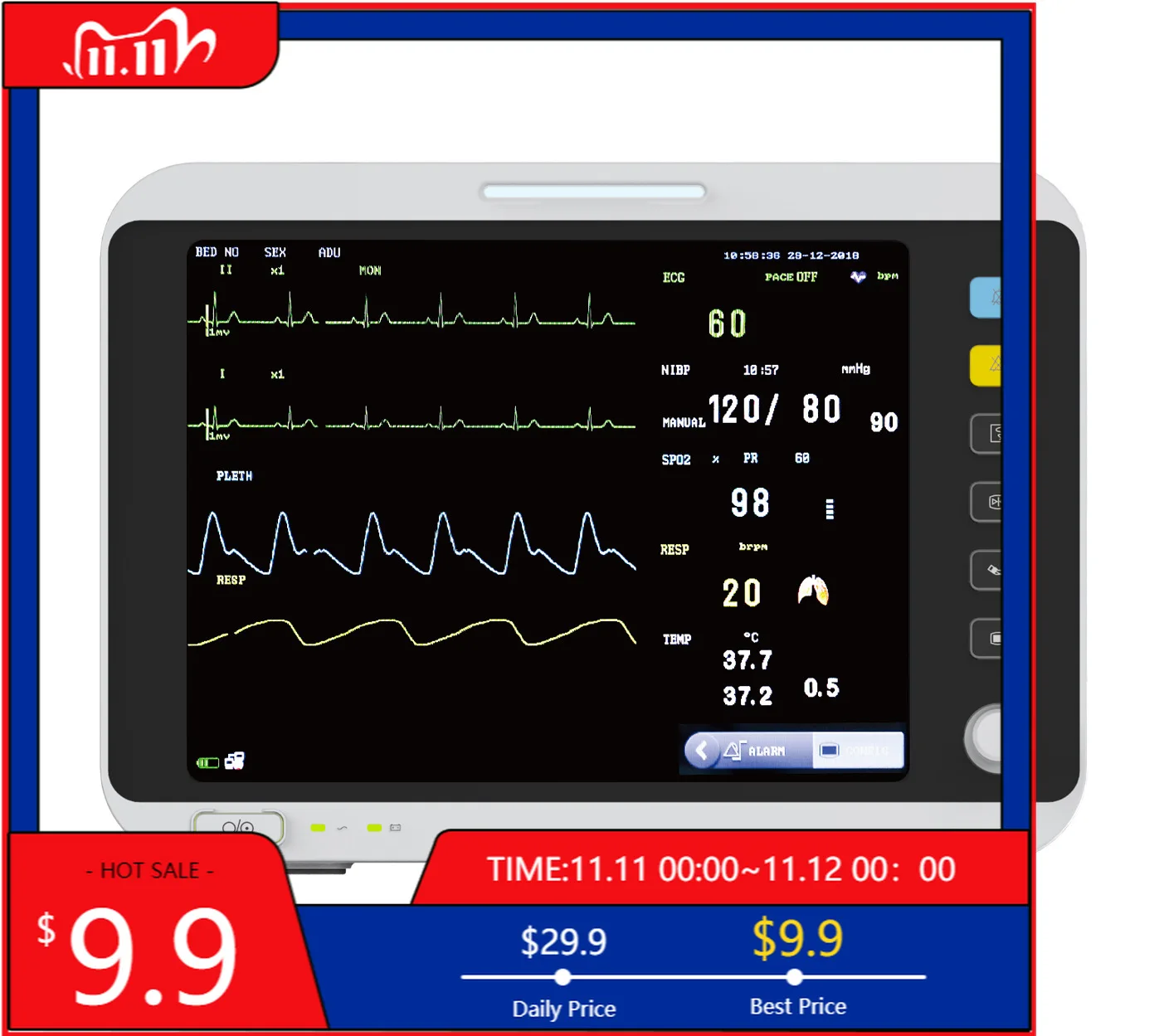 MT MEDICAL LCD Touch Multi‑Parameter Vital Signs Monitor Veterinary Patient Monitoring Device For Pet Hospital