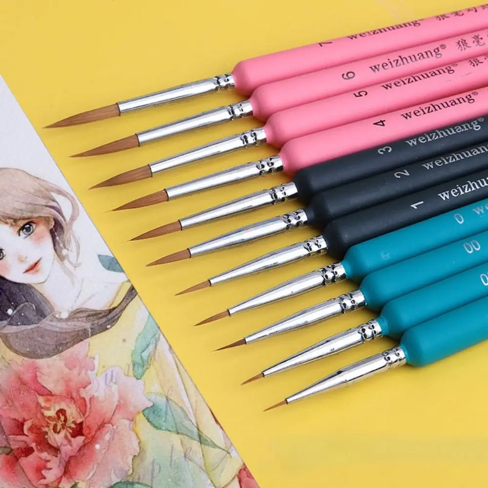 

11pcs Ergonomic Handle Fine Tip Paint Brushes Set No Shedding Multifunctional Miniature Paint Brushes Wood Complete Model