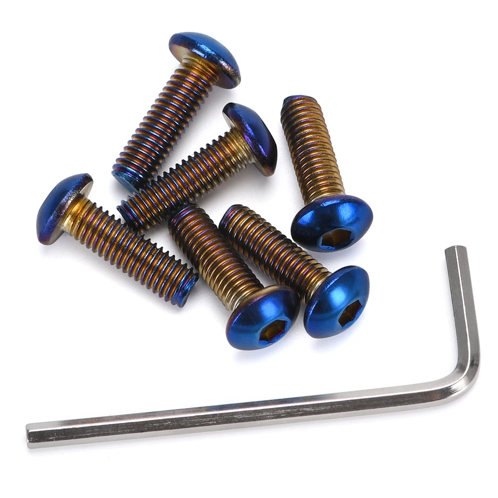 PQY - 6Pcs/Lot Burnt Titanium Steering Wheel Bolts Fit A Lot Of Steering Wheel Works Round Boss Kit PQY-LS06CR-R