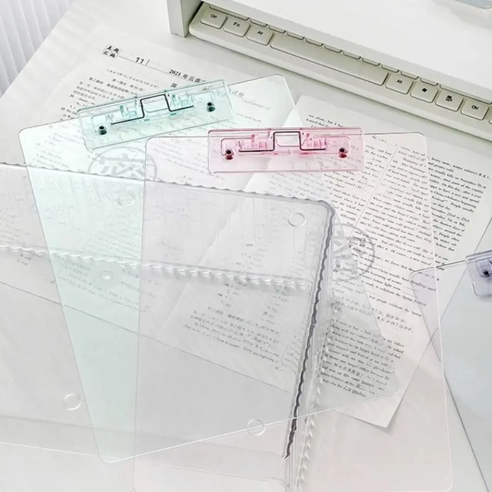 With Low Profile Gold Clip Transparent A4 Clipboard Writing Sheet Pad Writing Tablet A4 File Folder Organizer Document Folder