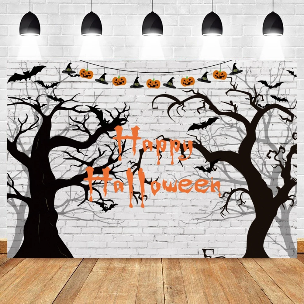 

Halloween Backdrop Vintage Skull jack-o-lantern batPhotography Backdrops Photographic Background For Photo Studio Photophone