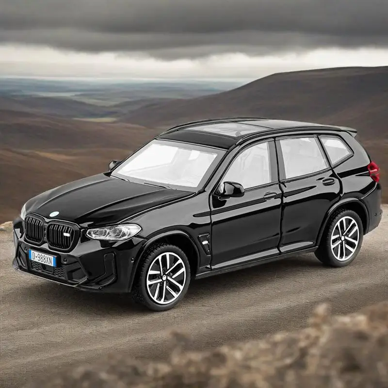 

1:32 BMW X3M SUV, имитация сплава, литая под давлением металлическая модель автомобиля, серия звуков и света, детская коллекция игрушек, подарок