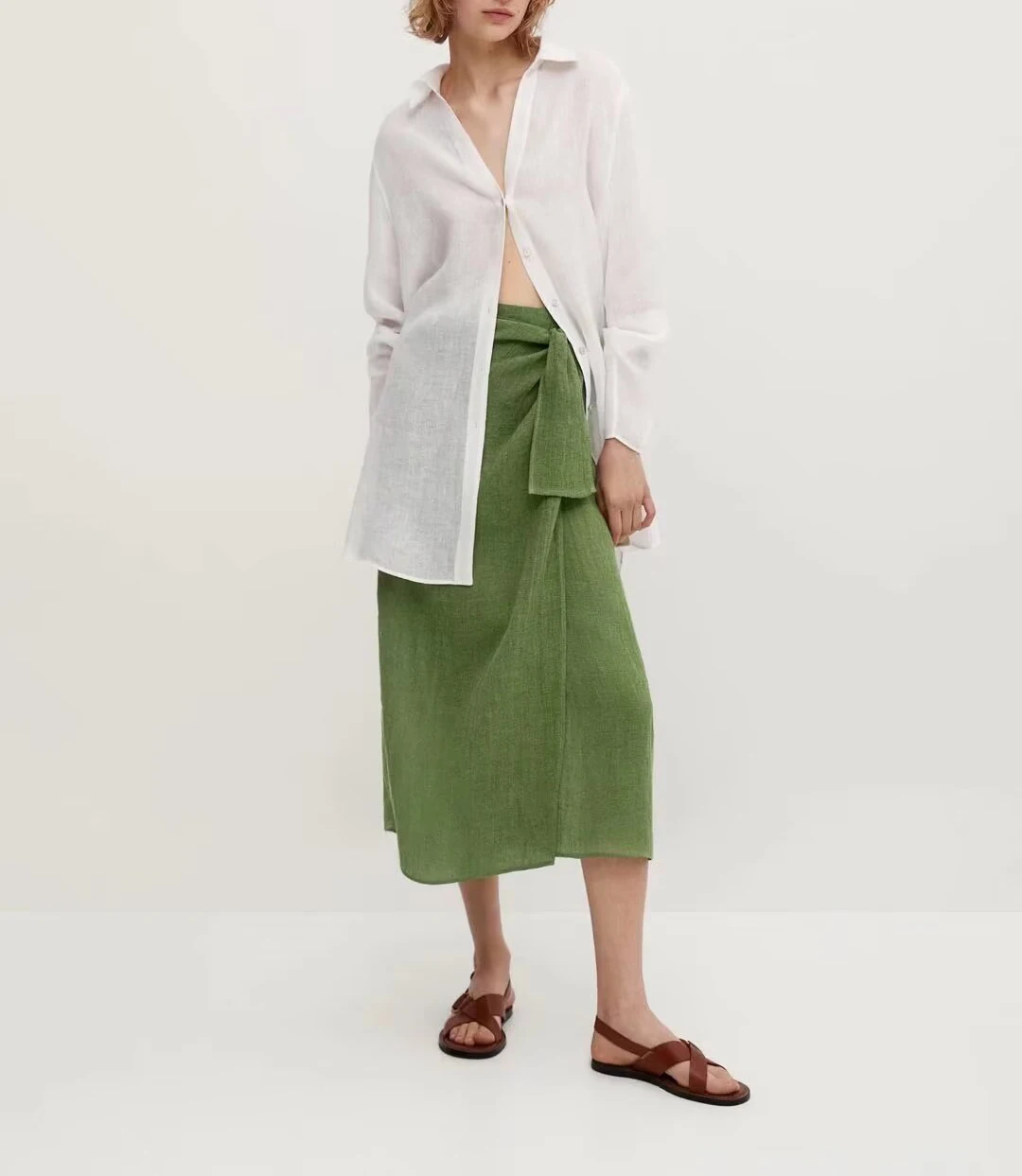 Spódnica midi w kształcie litery A, wygodna, uniwersalna, z rozcięciem, idealna na wakacje, nowość, moda damska, lato 2024, poliester F...