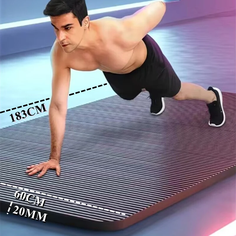 183x60cm Sports Fitness Mat 20mm Thick NBR Comfortable Foam Yoga Mat Yoga Mat Slip Environmental Family Exercise Yoga Pilates