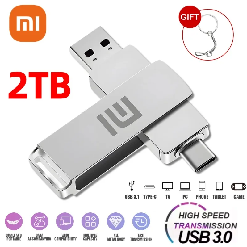 Xiaomi-Clé USB 3.0 à transfert haute vitesse, clé USB, disque U, clé USB, clé USB, SSD portable en métal, 16 To, 8 To, 4 To