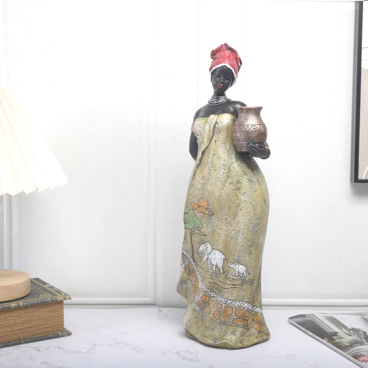 American Style Elegant Lady Statue Obese Black Women Creative Figurine Human Sculpture Art Home Decoration Desktop Ornament