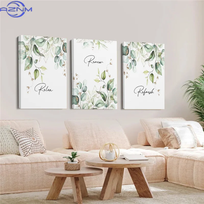 3pcs Vertical Relax Renew Refresh Wall Art - Calming Soothing Vertical Paintings Suitable for Bathroom, Bedroom, Decor - Wrap-Ar